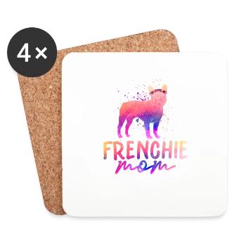Frenchie Mom Propriétaire de chien bouledogue français - Dessous de verre (lot de 4) - blanc - Devant
