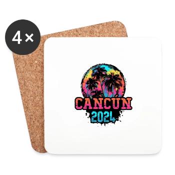 Cancun 2024 Team Palm Trees Multicolored - Coasters (set of 4) - white - Front