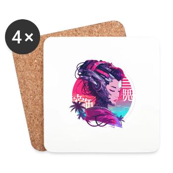 Geisha des années 80 Cyborg Lady - Dessous de verre (lot de 4) - blanc - Devant