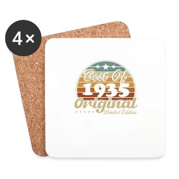 Original 1935 Vintage Cadeau Anniversaire Rétro - Dessous de verre (lot de 4) - blanc - Devant
