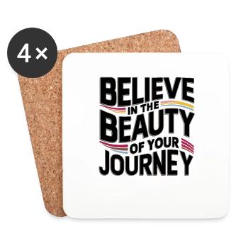 Croyez en la beauté de votre voyage - Art Design - Dessous de verre (lot de 4) - blanc - Devant