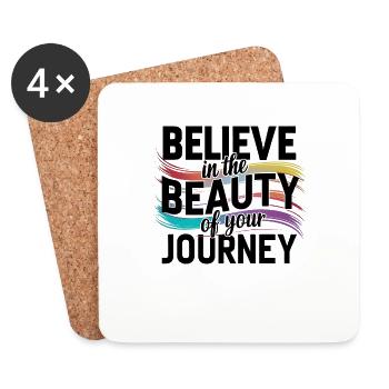 Glaube an die Schönheit deiner Reise Art Design - Untersetzer (4er-Set) - Weiß - Vorne