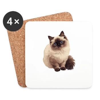 Chat de l’Himalaya Colourpoint Katze - Dessous de verre (lot de 4) - blanc - Devant