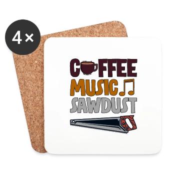 Café Musique Sciure de bois 4 - Dessous de verre (lot de 4) - blanc - Devant