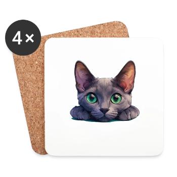 Korat Kitten Korat Cat - Coasters (set of 4) - white - Front