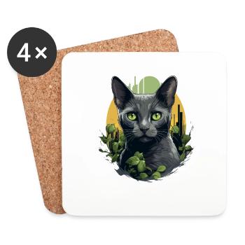 Korat Kitten Korat Cat - Coasters (set of 4) - white - Front