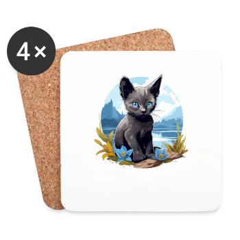 Korat Kitten Korat Cat - Coasters (set of 4) - white - Front