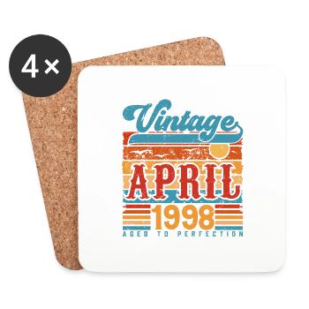 April 1998, April 1998 Vintage Anniversary Gift - Coasters (set of 4) - white - Front