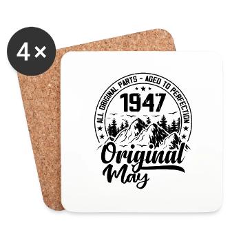 1947 mai Original : 77 Ans cadeau Anniversaire - Dessous de verre (lot de 4) - blanc - Devant