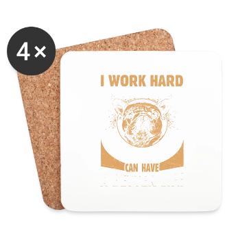 I Work Hard So My Frenchie Dog Owner French Bulldo - Coasters (set of 4) - white - Front