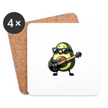 Guac and Roll Rocking Avocado Lustig Gitarre spielen - Untersetzer (4er-Set) - Weiß - Vorne