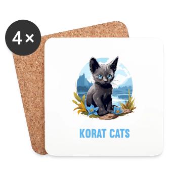 Korat Kitten Korat Cat - Coasters (set of 4) - white - Front