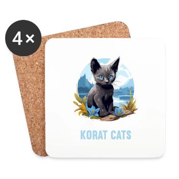 Korat Kitten Korat Cat - Coasters (set of 4) - white - Front