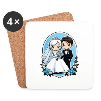 Just Married - Zur Hochzeit - Untersetzer (4er-Set) - Weiß - Vorne