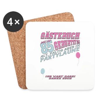 85th Birthday Man and Woman Guestbook - Coasters (set of 4) - white - Front