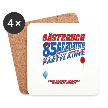85th Birthday Man and Woman Guestbook - Coasters (set of 4) - white - Front