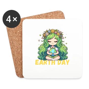 Bonne Journée de la Terre Terre Mère Environnement Nature Globe terrestre - Dessous de verre (lot de 4) - blanc - Devant