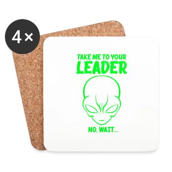Take Me To You Leader No Wait Lustiges UFO-Weltraum-Wortspiel - Untersetzer (4er-Set) - Weiß - Vorne