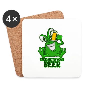Take Me To Your Beer T-Shirt Vert Espace Drôle - Dessous de verre (lot de 4) - blanc - Devant
