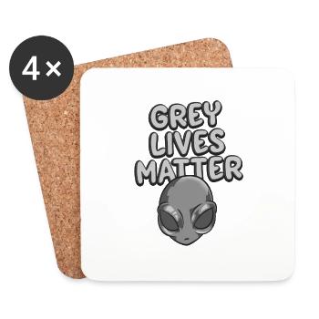 Grey Lives Matter T-shirt Drôle Mignon Space Alien - Dessous de verre (lot de 4) - blanc - Devant