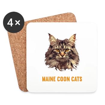 Maine Coon Chaton Maine Coon Chat - Dessous de verre (lot de 4) - blanc - Devant