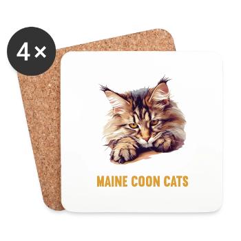 Maine Coon Chaton Maine Coon Chat - Dessous de verre (lot de 4) - blanc - Devant