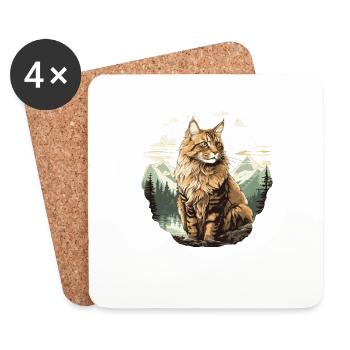 Maine Coon Kätzchen Maine Coon Katze - Untersetzer (4er-Set) - Weiß - Vorne