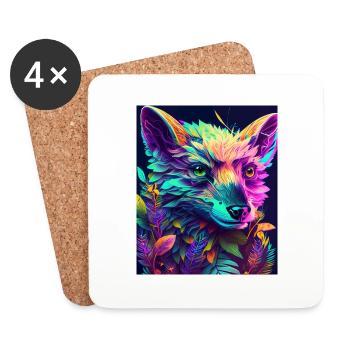 Neon Forest Fox - Coasters (set of 4) - white - Front