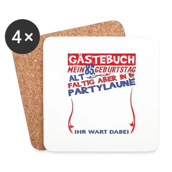 85th Birthday Man and Woman Guestbook - Coasters (set of 4) - white - Front