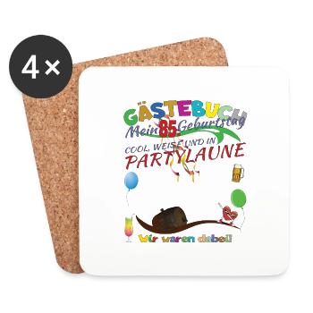 85th Birthday Man and Woman Guestbook - Coasters (set of 4) - white - Front
