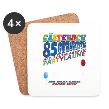 85th Birthday Man and Woman Guestbook - Coasters (set of 4) - white - Front