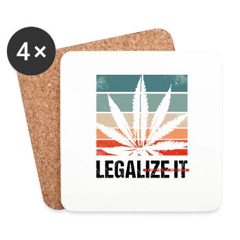 Retro Legalize it - Cannabis Gesetz Weed - Untersetzer (4er-Set) - Weiß - Vorne