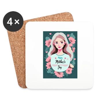 Salutations florales pour la fête des mères - Dessous de verre (lot de 4) - blanc - Devant
