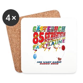 85th Birthday Man and Woman Guestbook - Coasters (set of 4) - white - Front