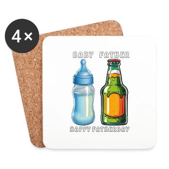 BIBERON BOUTEILLE DE BIÈRE JOYEUSE FÊTE DES PÈRES - Dessous de verre (lot de 4) - blanc - Devant
