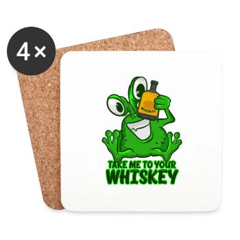 Take Me To Your Whiskey T-Shirt Funny Space Green - Coasters (set of 4) - white - Front