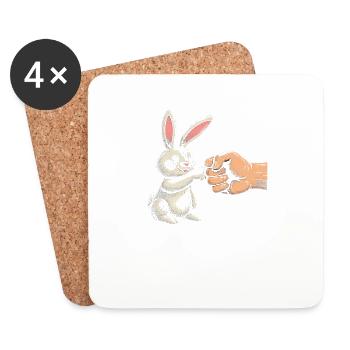 Poing de lapin cool - Dessous de verre (lot de 4) - blanc - Devant