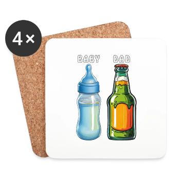 BABY BOTTLE BEER BOTTLE BABY DAD - Coasters (set of 4) - white - Front