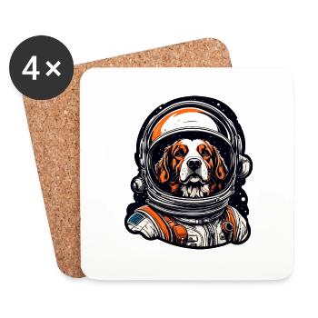 Astronaut / Space / Animal / Dog / Spaceship - Coasters (set of 4) - white - Front