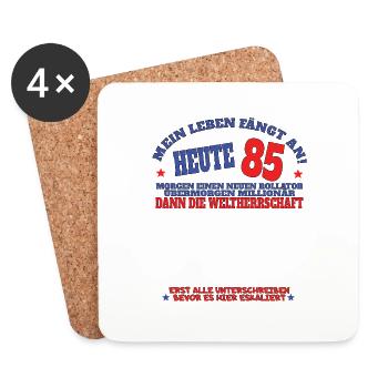 85th Birthday Man and Woman Guestbook - Coasters (set of 4) - white - Front