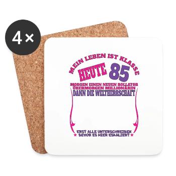 85th Birthday Man and Woman Guestbook - Coasters (set of 4) - white - Front