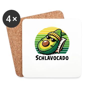 Schlavocado Schlafshirt Nachthemd Pyjama Schlaf - Untersetzer (4er-Set) - Weiß - Vorne