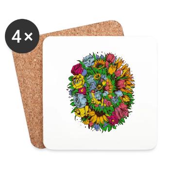 Garden Flower Bouquet - Coasters (set of 4) - white - Front
