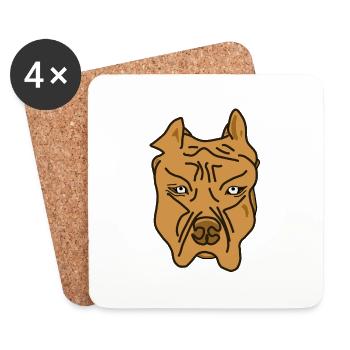 Brownie Pitbull Brown Gentle Dog - Coasters (set of 4) - white - Front