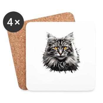Norwegian Forest Cat Norwegische Waldkatze - Untersetzer (4er-Set) - Weiß - Vorne