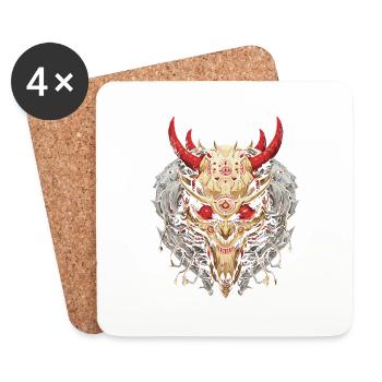 Fantasy Dragon Anime Dragon Head Mythical reptile - Coasters (set of 4) - white - Front