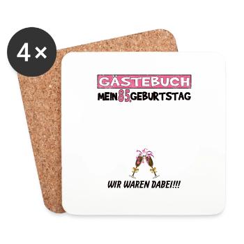 85th Birthday Man and Woman Guestbook - Coasters (set of 4) - white - Front