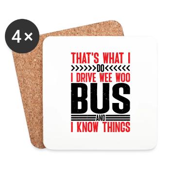 Je conduis un bus Wee Woo et je sais des choses 6 - Dessous de verre (lot de 4) - blanc - Devant
