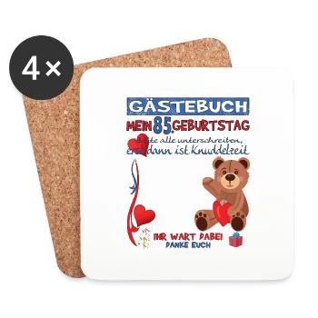 85th Birthday Man and Woman Guestbook - Coasters (set of 4) - white - Front