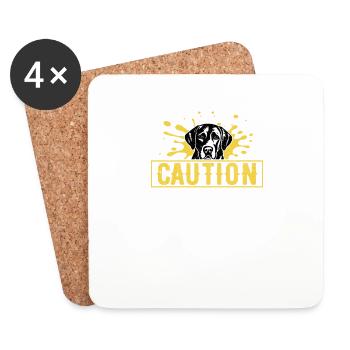 Caution My Black Lab May Lick You To Death Owner L - Untersetzer (4er-Set) - Weiß - Vorne